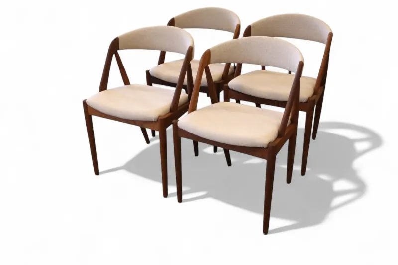 Outlet Pamono Model 31 Chair in Teak and Wool Hallingdal 65 Fabric by Kai Kristiansen for Schou Andersen, 1960s, Set of 4