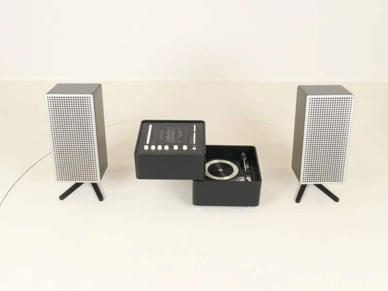 Pamono Model 3300 Cube Stereo with Speakers by Verner Panton for Wega, Germany, 1970s, Set of 3> Electronics