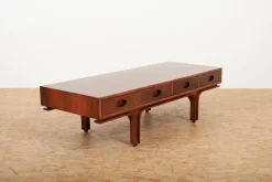 Best Pamono Model 513 Lowboard or Coffee Table in Rosewood-Veneered Molded Plywood with Drawers and Exposed Back by Gianfranco Frattini for Bernini, Italy, 1957