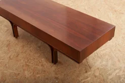 Best Pamono Model 513 Lowboard or Coffee Table in Rosewood-Veneered Molded Plywood with Drawers and Exposed Back by Gianfranco Frattini for Bernini, Italy, 1957