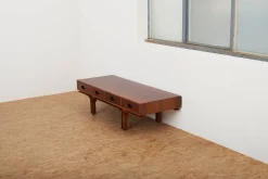 Best Pamono Model 513 Lowboard or Coffee Table in Rosewood-Veneered Molded Plywood with Drawers and Exposed Back by Gianfranco Frattini for Bernini, Italy, 1957