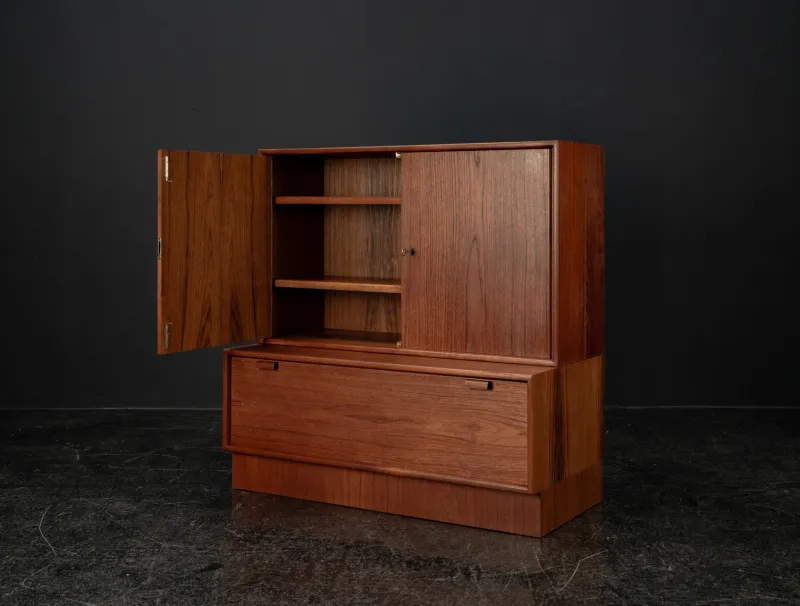 New Pamono Model 523 Modular Sideboard in Teak by Heinrich Riestenpatt for Skand. Möbel Häkli Rt Möbel, 1960s, Set of 2