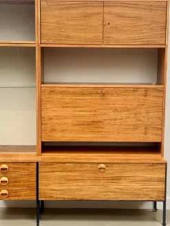 Outlet Pamono Model 430 Modular Wall System with Bar, Secretary and Display Cabinet in Walnut by Joachim Nebelung for Hellerau, 1973