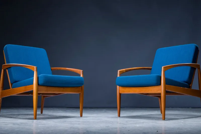 Pamono Model 121 Paper Knife Easy Chairs and Sofa by Kai Kristiansen for Magnus Olesen, 1960s, Set of 3> Living Room Sets