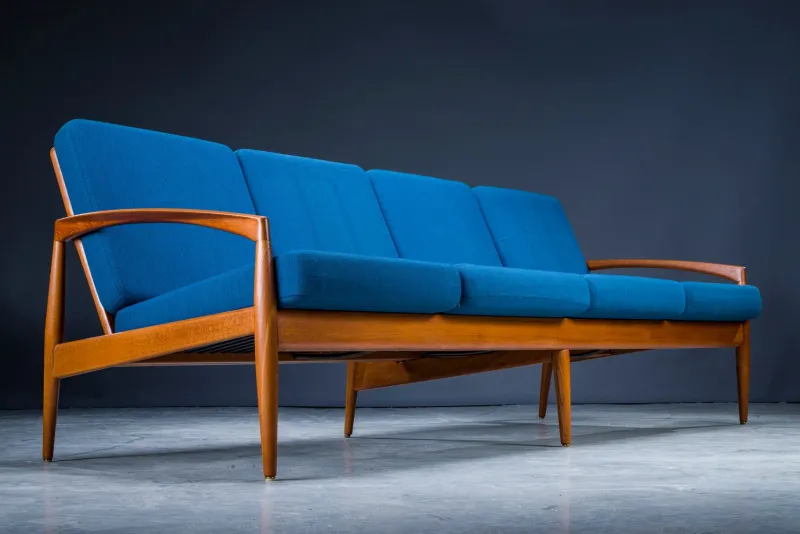 Pamono Model 121 Paper Knife Easy Chairs and Sofa by Kai Kristiansen for Magnus Olesen, 1960s, Set of 3> Living Room Sets