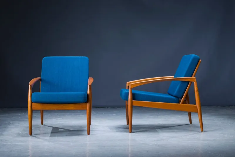 Pamono Model 121 Paper Knife Easy Chairs and Sofa by Kai Kristiansen for Magnus Olesen, 1960s, Set of 3> Living Room Sets