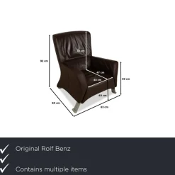 Pamono Model 322 3-Seater Sofa, Armchair and Ottoman in Brown Leather from Rolf Benz, Set of 3