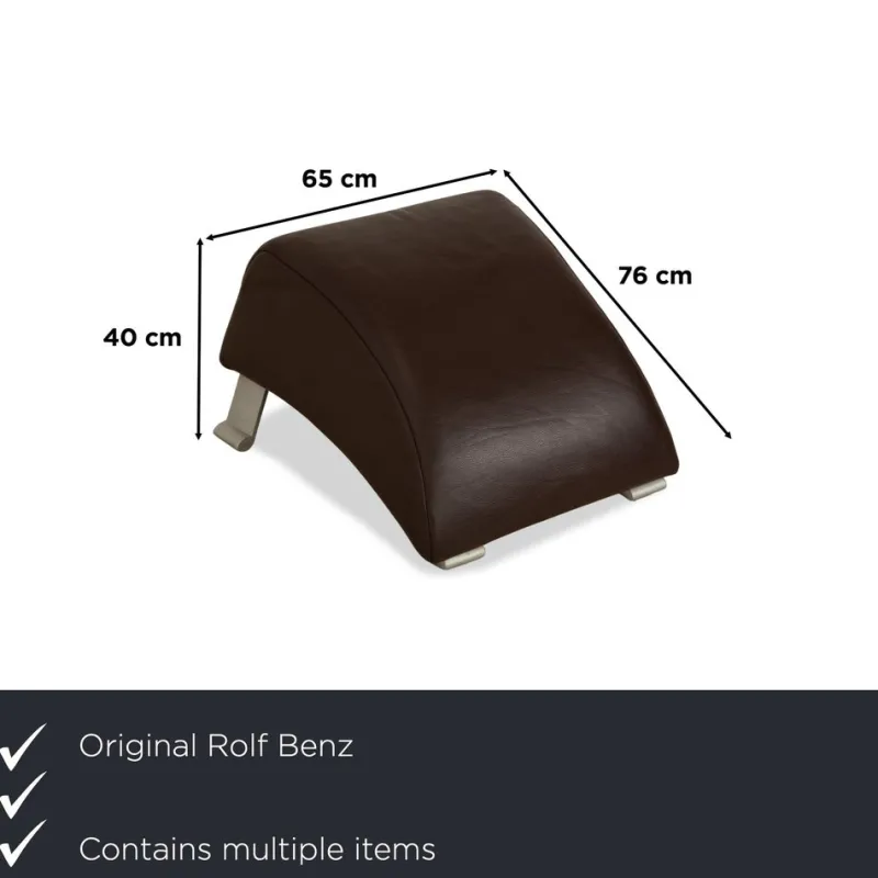 Pamono Model 322 3-Seater Sofa, Armchair and Ottoman in Brown Leather from Rolf Benz, Set of 3