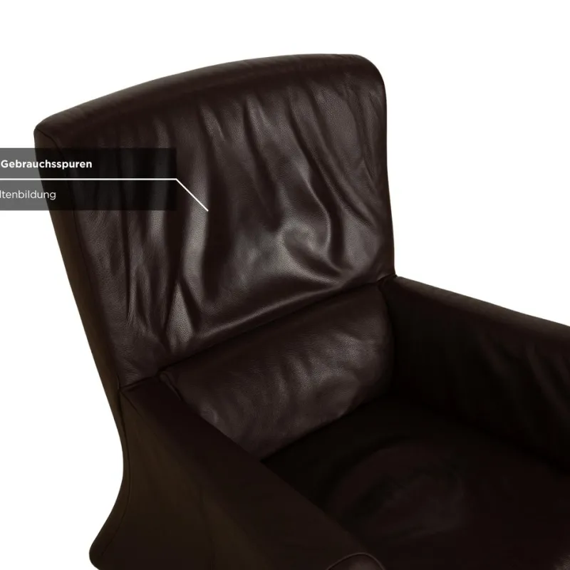 Pamono Model 322 3-Seater Sofa, Armchair and Ottoman in Brown Leather from Rolf Benz, Set of 3