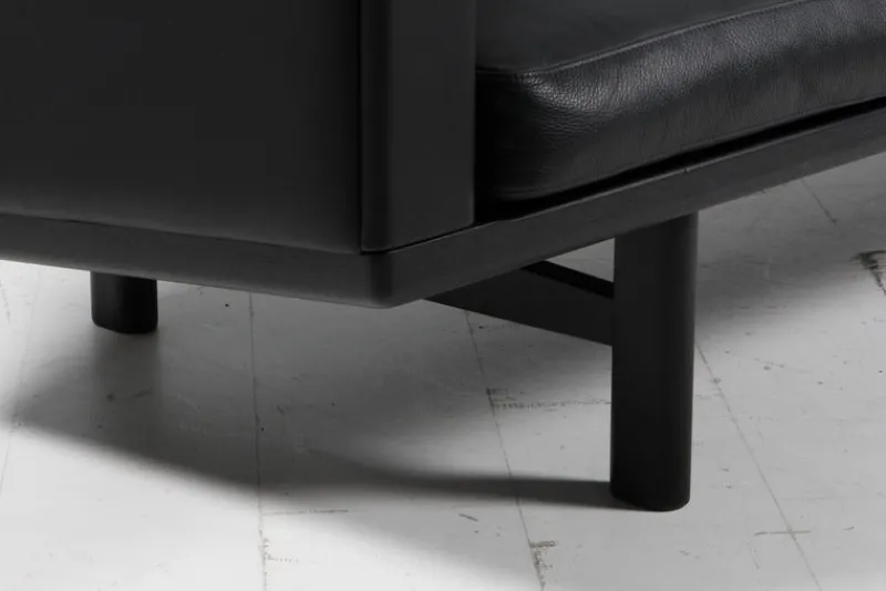 Discount Pamono Model 236/3 3-Seater Sofa in Black Leather and Black Oak attributed to Hans J. Wegner for Getama