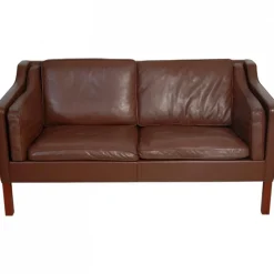 Pamono Model 2212 2-Seater Sofa in Brown Leather by Børge Mogensen, 1990s> Couches & Sofas