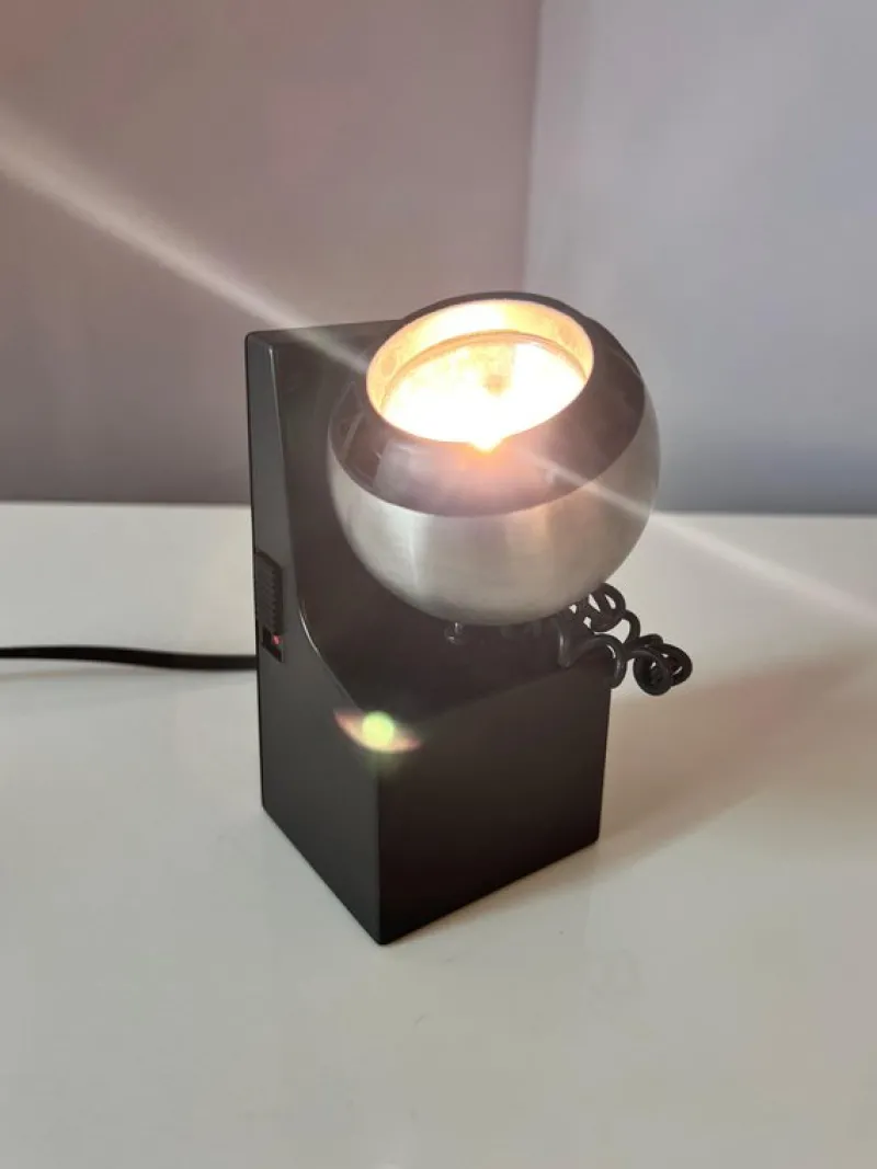 Pamono Model 41701 Table Lamp in Black and Silver with Ball Head from Osram> Table Lamps