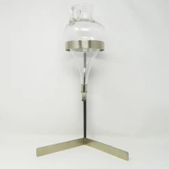 Pamono Model 5018 Wine Lifter in Stainless Steel with Black Leather Handle by Carl Auböck for Werkstätte Carl Auböck, 1970s