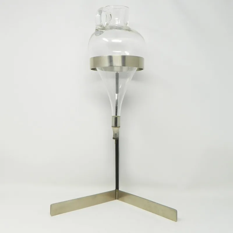 Pamono Model 5018 Wine Lifter in Stainless Steel with Black Leather Handle by Carl Auböck for Werkstätte Carl Auböck, 1970s