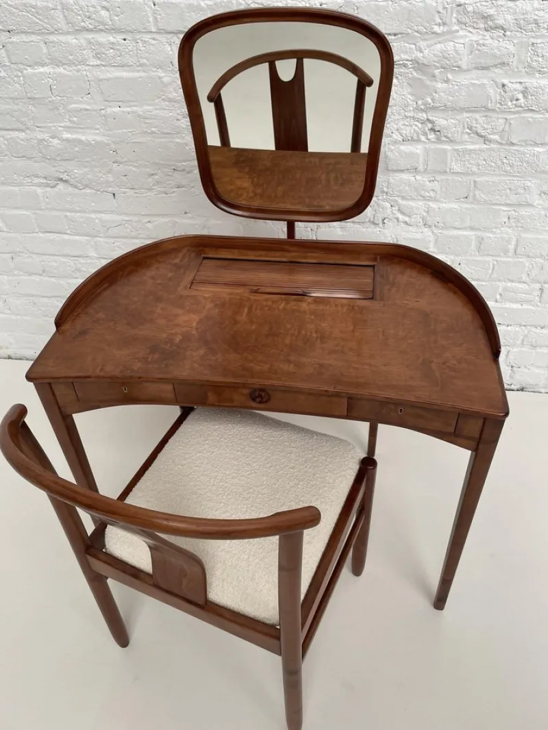 Outlet Pamono Model Brigitta Dressing Table & Chair by Carl Malmsten & Yngve Ekström for Bodafors, 1962, Set of 2
