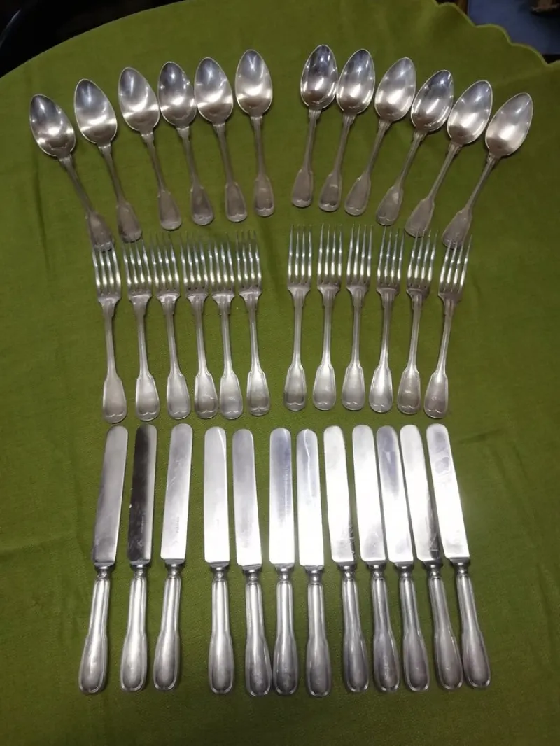 Pamono Model Chinon Cutlery Set from Christofle, France, 1930s, Set of 36> Cutlery & Serving Utensils