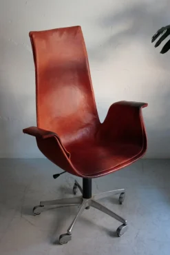 Best Pamono Model FK 6725 Desk Swivel Chair in Red Leather by Preben Fabricius & Jørgen Kastholm for Kill International, 1960s
