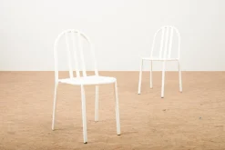 Outlet Pamono Model No. 222 Chairs in White Lacquered Tubular Steel by Robert Mallet Stevens for Mobilor, 1928, Set of 2