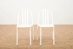 Outlet Pamono Model No. 222 Chairs in White Lacquered Tubular Steel by Robert Mallet Stevens for Mobilor, 1928, Set of 2
