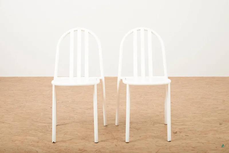Outlet Pamono Model No. 222 Chairs in White Lacquered Tubular Steel by Robert Mallet Stevens for Mobilor, 1928, Set of 2
