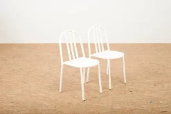 Outlet Pamono Model No. 222 Chairs in White Lacquered Tubular Steel by Robert Mallet Stevens for Mobilor, 1928, Set of 2