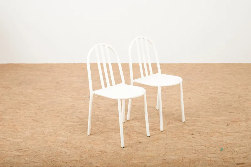 Outlet Pamono Model No. 222 Chairs in White Lacquered Tubular Steel by Robert Mallet Stevens for Mobilor, 1928, Set of 2