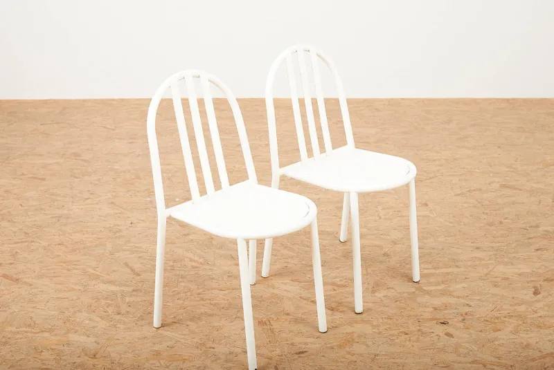 Outlet Pamono Model No. 222 Chairs in White Lacquered Tubular Steel by Robert Mallet Stevens for Mobilor, 1928, Set of 2