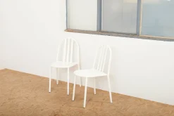 Outlet Pamono Model No. 222 Chairs in White Lacquered Tubular Steel by Robert Mallet Stevens for Mobilor, 1928, Set of 2