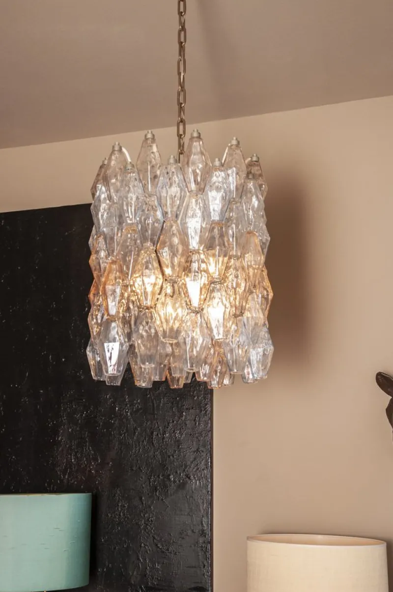 Pamono Model Poliedri Chandelier by Carlo Scarpa for Venini, 1955> Ceiling Lights
