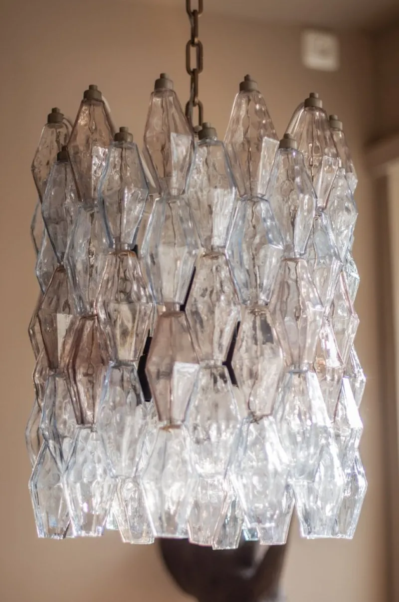 Pamono Model Poliedri Chandelier by Carlo Scarpa for Venini, 1955> Ceiling Lights
