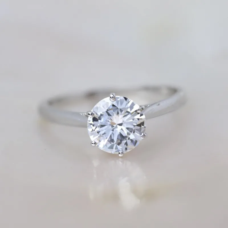 Pamono Modern 1.21 Carat e.vs1 Diamond 18 Karat White Gold Solitaire Ring> Rings