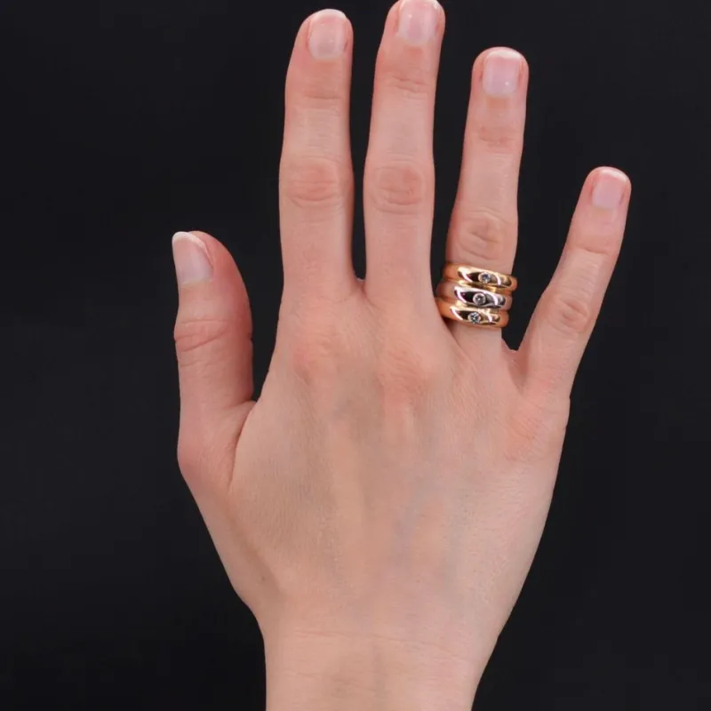 Pamono Modern 3 Diamond & 18 Karat Yellow and White Gold Bangle Ring> Bracelets