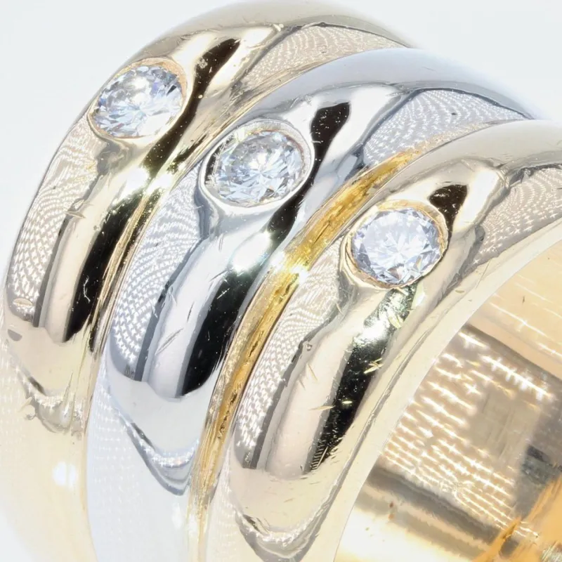 Pamono Modern 3 Diamond & 18 Karat Yellow and White Gold Bangle Ring> Bracelets