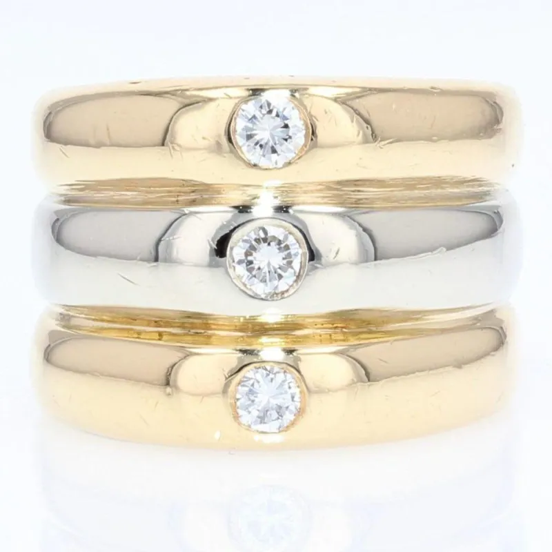 Pamono Modern 3 Diamond & 18 Karat Yellow and White Gold Bangle Ring> Bracelets