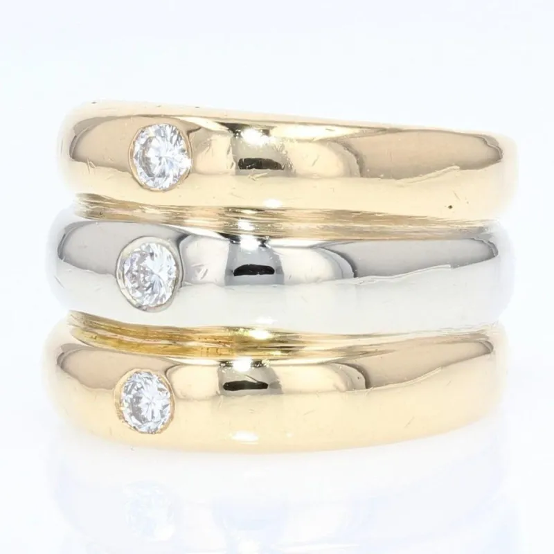 Pamono Modern 3 Diamond & 18 Karat Yellow and White Gold Bangle Ring> Bracelets