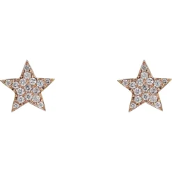 Online Pamono Modern 18 Karat Rose Gold and Diamond Star Stud Earrings, Set of 2