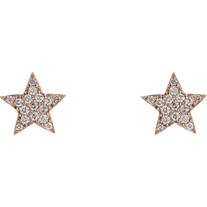 Online Pamono Modern 18 Karat Rose Gold and Diamond Star Stud Earrings, Set of 2