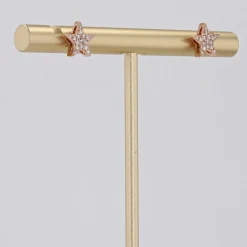 Online Pamono Modern 18 Karat Rose Gold and Diamond Star Stud Earrings, Set of 2