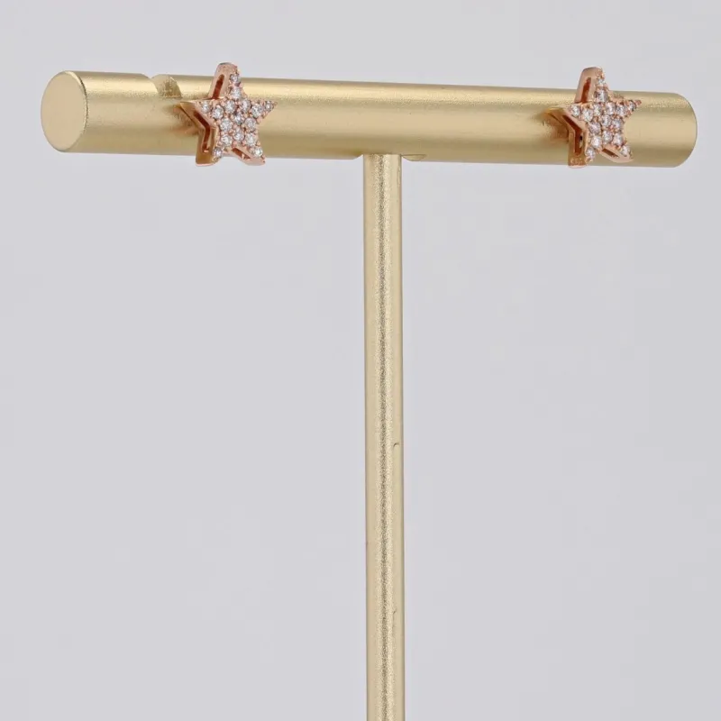 Online Pamono Modern 18 Karat Rose Gold and Diamond Star Stud Earrings, Set of 2