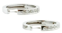 Pamono Modern 18 Karat White Gold Hoop Earrings with White Diamonds, Set of 2> Earrings