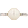 Best Pamono Modern 18 Karat White Gold Cultured Pearl Solitaire Ring
