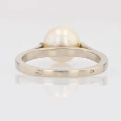 Best Pamono Modern 18 Karat White Gold Cultured Pearl Solitaire Ring