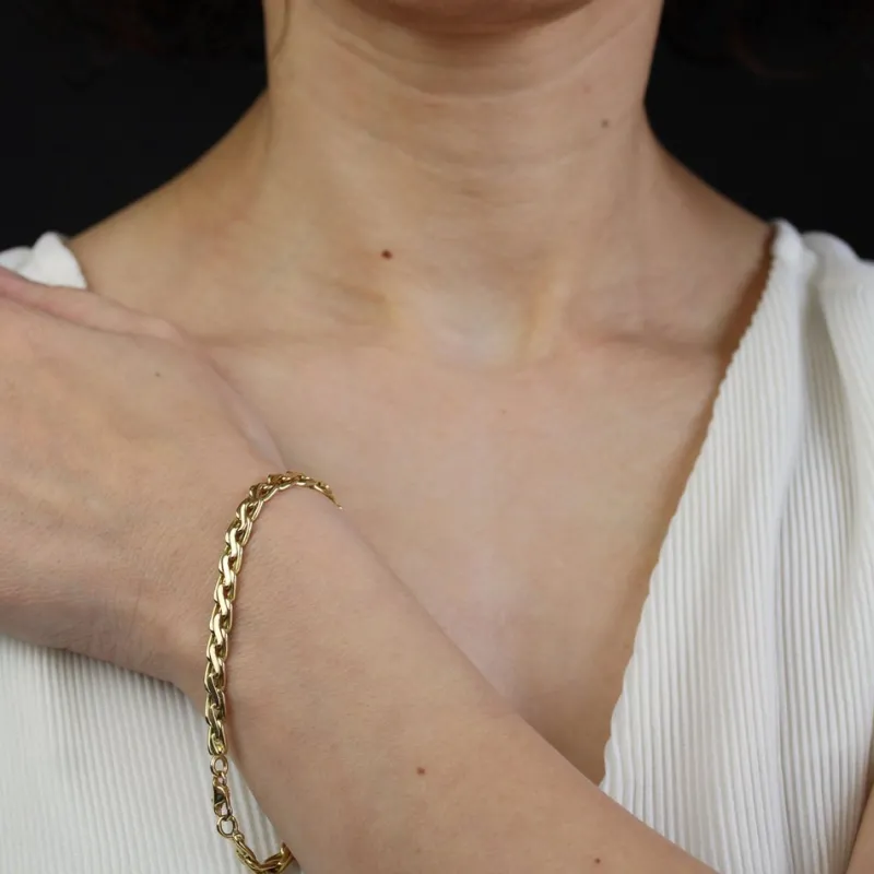 Pamono Modern 18 Karat Yellow Gold Oval Twisted Links Bracelet> Bracelets