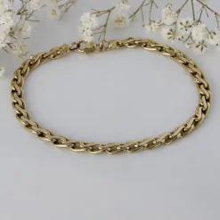 Pamono Modern 18 Karat Yellow Gold Oval Twisted Links Bracelet><noscript><img width=