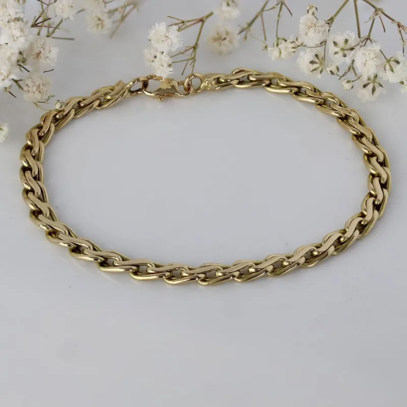 Pamono Modern 18 Karat Yellow Gold Oval Twisted Links Bracelet> Bracelets