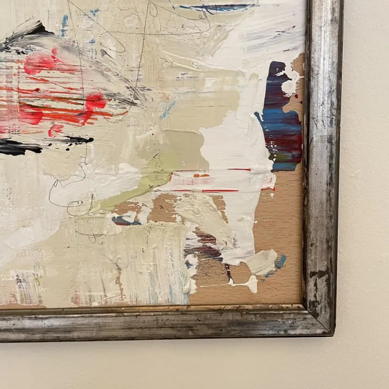 Pamono Modern Abstract Painting, Acrylic on Wood, Framed> Abstraction