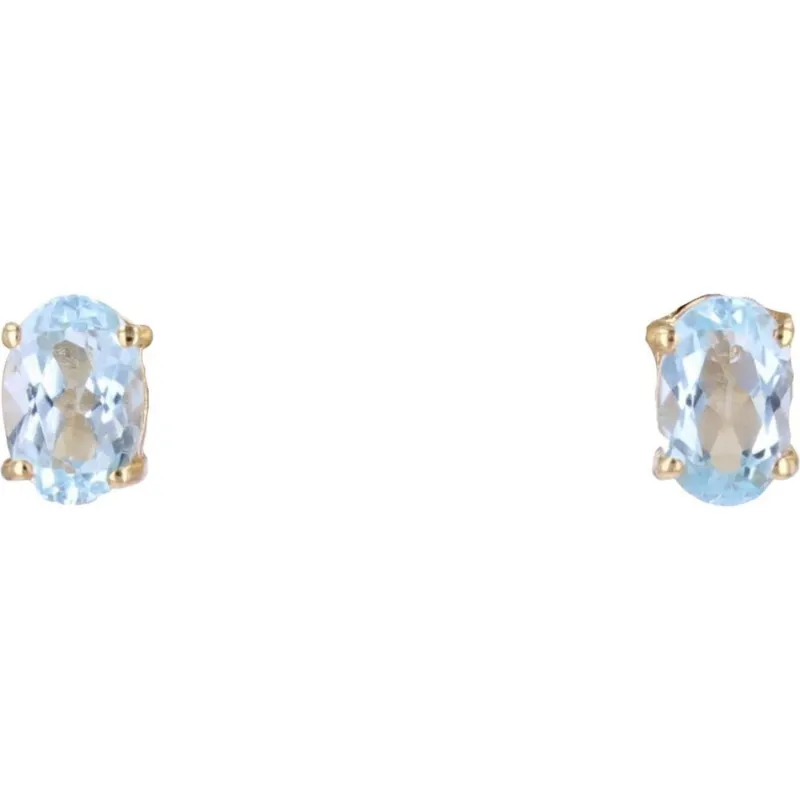 Pamono Modern Aquamarine 18 Karat Yellow Gold Stud Earrings, Set of 2> Earrings