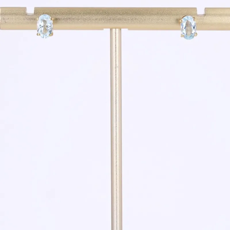 Pamono Modern Aquamarine 18 Karat Yellow Gold Stud Earrings, Set of 2> Earrings