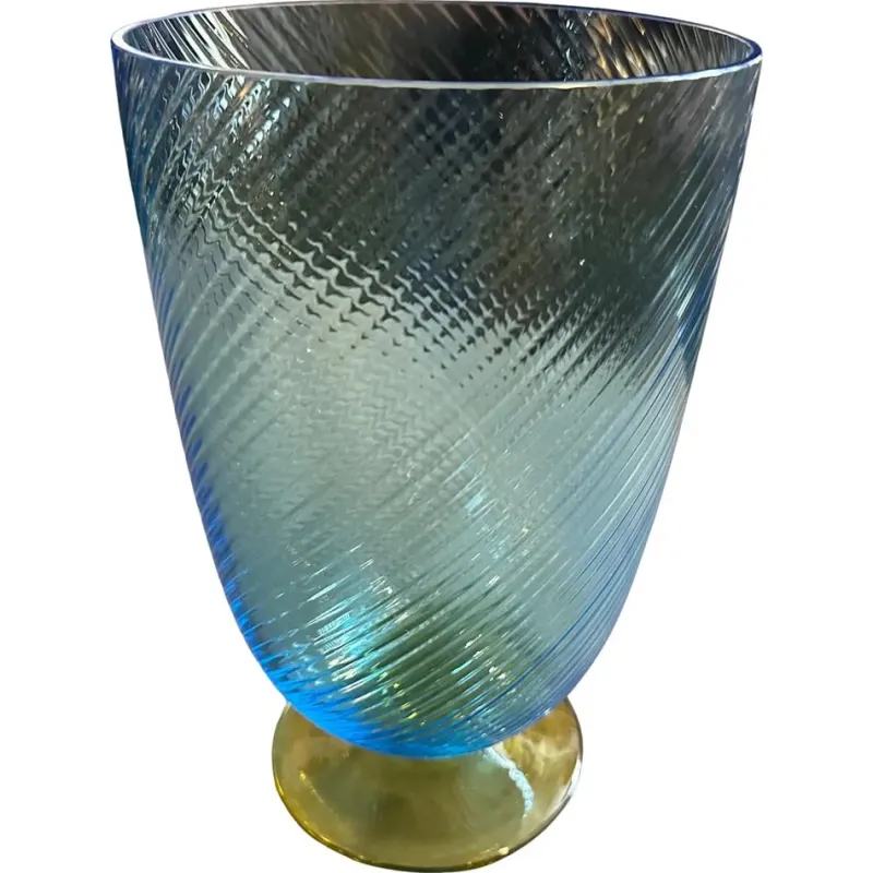 Best Pamono Modern Blue and Yellow Murano Glass Vase by Carlo Moretti, 1980s
