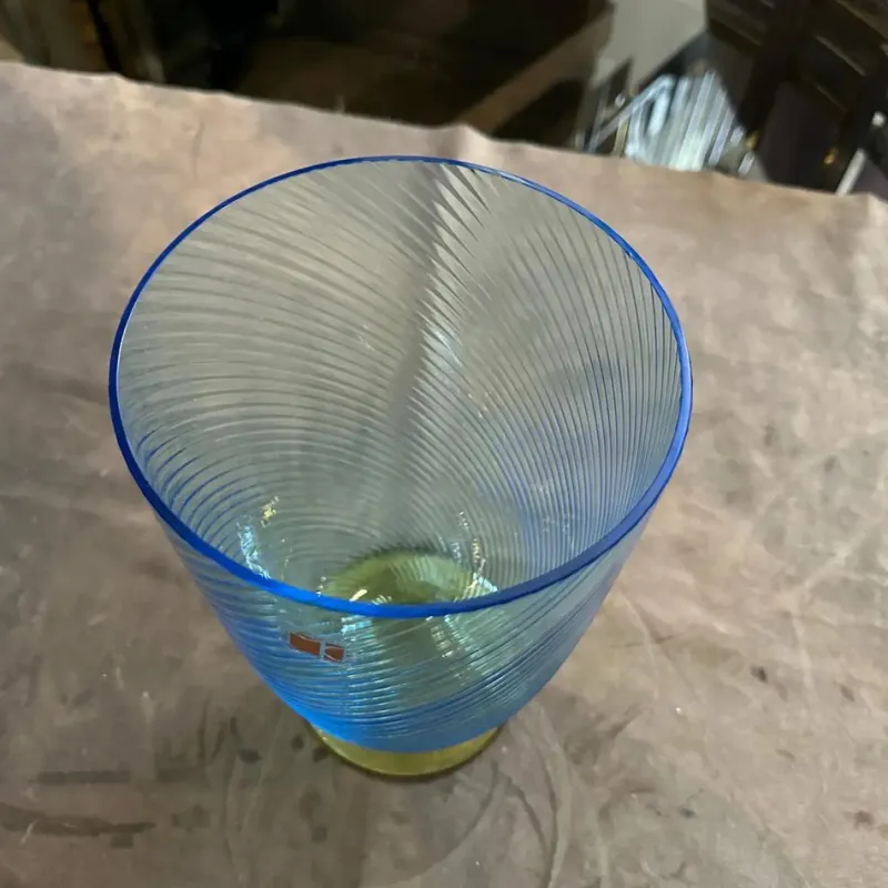 Best Pamono Modern Blue and Yellow Murano Glass Vase by Carlo Moretti, 1980s